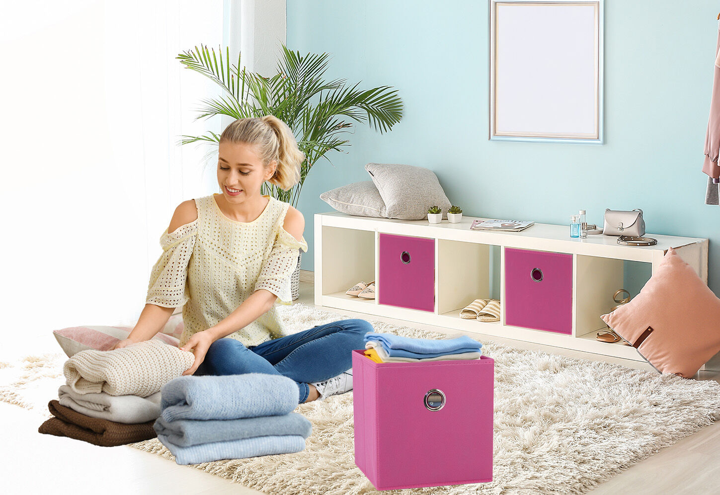 SORTI Foldable Folding Storage Cube Storage Box Basket Fabric Cube Toy Organiser - Picture 242 of 353