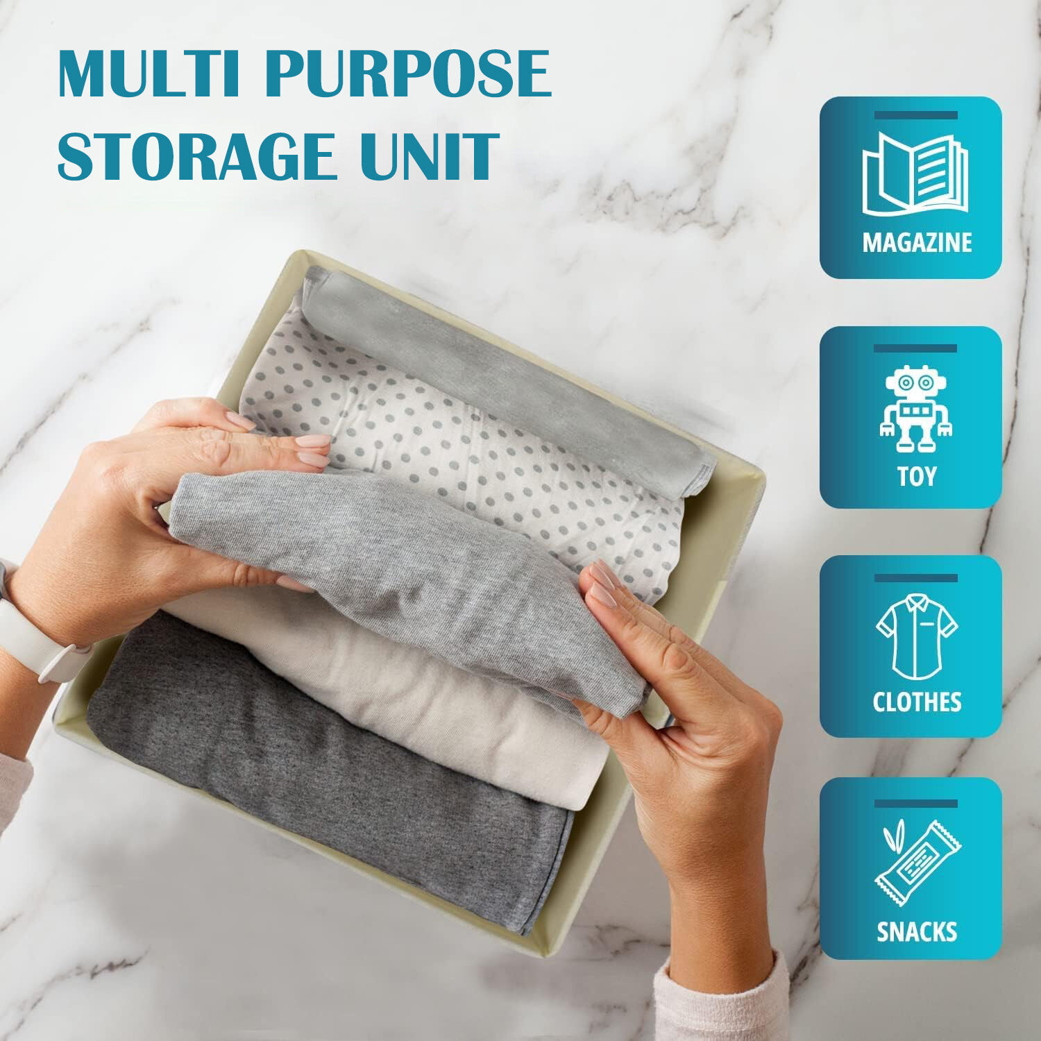 SORTI Foldable Folding Storage Cube Storage Box Basket Fabric Cube Toy Organiser - Picture 74 of 353