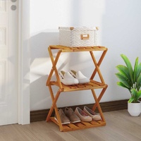  3-Tier Folding Shelf Brown 43x31x63 cm Solid Wood Acacia