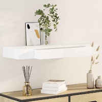White MDF Floating Wall Display Shelf 1 Drawer Book/DVD Storage