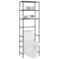  3-Tier Storage Rack over Toilet Black 53x28x169 cm