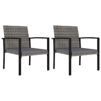  Garden Dining Chairs 2 pcs Poly Rattan Grey