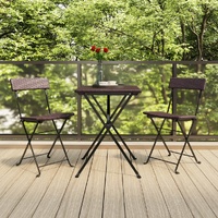  Folding Bistro Chairs 2 pcs Brown Poly Rattan and Steel