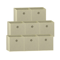SORTI 33x37x33 CM White 8X Pack Foldable Folding Storage Cube Storage Box Bookcase Fabric Cube Toy Organiser
