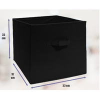 SORTI 33x37x33 CM BLACK Pack Foldable Folding Storage Cube Storage Box Bookcase Fabric Cube Toy Organiser