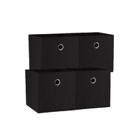 SORTI 33x37x33 CM Black 4X Pack Foldable Folding Storage Cube Storage Box Bookcase Fabric Cube Toy Organiser