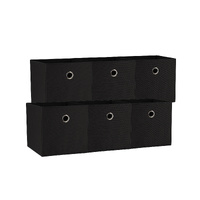 SORTI 33x37x33 CM Black 6X Pack Foldable Folding Storage Cube Storage Box Bookcase Fabric Cube Toy Organiser