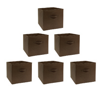 SORTI 33x37x33 CM BROWN 6X Pack Foldable Folding Storage Cube Storage Box Bookcase Fabric Cube Toy Organiser
