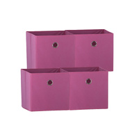 SORTI 33x37x33 CM Dark Pink 4X Pack Foldable Folding Storage Cube Storage Box Bookcase Fabric Cube Toy Organiser