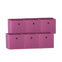 SORTI 33x37x33 CM Dark Pink 6X Pack Foldable Folding Storage Cube Storage Box Bookcase Fabric Cube Toy Organiser