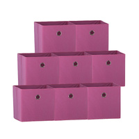 SORTI 33x37x33 CM Dark Pink 8X Pack Foldable Folding Storage Cube Storage Box Bookcase Fabric Cube Toy Organiser