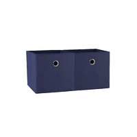 SORTI 33x37x33 CM Dark Blue 2X Pack Foldable Folding Storage Cube Storage Box Bookcase Fabric Cube Toy Organiser