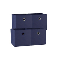 SORTI 33x37x33 CM Dark Blue 4X Pack Foldable Folding Storage Cube Storage Box Bookcase Fabric Cube Toy Organiser