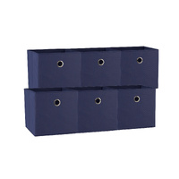SORTI 33x37x33 CM Dark Blue 6X Pack Foldable Folding Storage Cube Storage Box Bookcase Fabric Cube Toy Organiser
