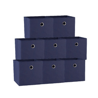 SORTI 33x37x33 CM Dark Blue 8X Pack Foldable Folding Storage Cube Storage Box Bookcase Fabric Cube Toy Organiser