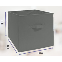 SORTI 33x37x33 CM Grey 6X Pack Foldable Folding Storage Cube Storage Box Bookcase Fabric Cube Toy Organiser