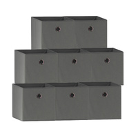 SORTI 33x37x33 CM Grey 8X Pack Foldable Folding Storage Cube Storage Box Bookcase Fabric Cube Toy Organiser