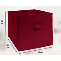 SORTI 33x37x33 CM RED Pack Foldable Folding Storage Cube Storage Box Bookcase Fabric Cube Toy Organiser