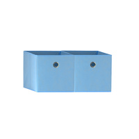SORTI 33x37x33 CM Light Blue 2X Pack Foldable Folding Storage Cube Storage Box Bookcase Fabric Cube Toy Organiser