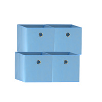 SORTI 33x37x33 CM Light Blue 4X Pack Foldable Folding Storage Cube Storage Box Bookcase Fabric Cube Toy Organiser