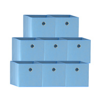 SORTI 33x37x33 CM Light Blue 8X Pack Foldable Folding Storage Cube Storage Box Bookcase Fabric Cube Toy Organiser
