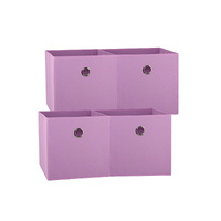 SORTI 33x37x33 CM Light Pink 4X Pack Foldable Folding Storage Cube Storage Box Bookcase Fabric Cube Toy Organiser