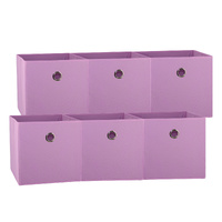 SORTI 33x37x33 CM Light Pink 6X Pack Foldable Folding Storage Cube Storage Box Bookcase Fabric Cube Toy Organiser