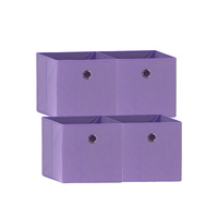 SORTI 33x37x33 CM Purple 4X Pack Foldable Folding Storage Cube Storage Box Bookcase Fabric Cube Toy Organiser