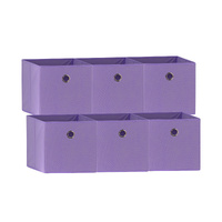 SORTI 33x37x33 CM Purple 6X Pack Foldable Folding Storage Cube Storage Box Bookcase Fabric Cube Toy Organiser
