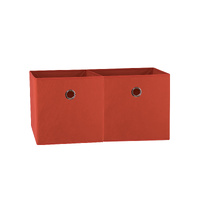 SORTI 33x37x33 CM Red 2X Pack Foldable Folding Storage Cube Storage Box Bookcase Fabric Cube Toy Organiser