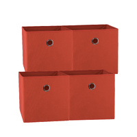 SORTI 33x37x33 CM Red 4X Pack Foldable Folding Storage Cube Storage Box Bookcase Fabric Cube Toy Organiser