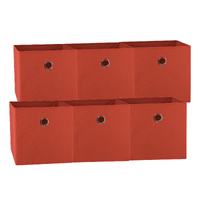 SORTI 33x37x33 CM Red 6X Pack Foldable Folding Storage Cube Storage Box Bookcase Fabric Cube Toy Organiser
