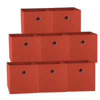 SORTI 33x37x33 CM Red 8X Pack Foldable Folding Storage Cube Storage Box Bookcase Fabric Cube Toy Organiser
