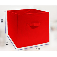 SORTI 33x37x33 CM RED Pack Foldable Folding Storage Cube Storage Box Bookcase Fabric Cube Toy Organiser