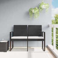  2-Seater Garden Bench with Cushions Black PP Rattan