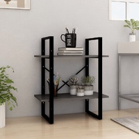  2-Tier Book Cabinet Grey 60x30x70 cm Solid Pine Wood