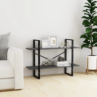  2-Tier Book Cabinet Grey 100x30x70 cm Solid Pine Wood