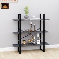  3-Tier Book Cabinet Grey 100x30x105 cm Solid Pine Wood