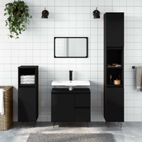 Bathroom Cabinet Black 65x33x60 cm Engineered Wood