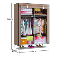 Portable Clothes Closet Canvas Wardrobe Storage Organiser Kids Rack Garment [Size: Large] [Color: Brown]