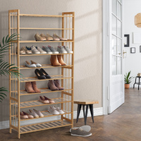  Shoe Rack Cabinet Bamboo 10-tier 50 Pairs