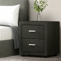  Bedside Table 2 Drawers Fabric - CADEN Charcoal