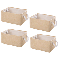 4 Pack Nursery Home Foldable Storage Bin Collapsible Fabric Storage Basket comes with Handles for Toy Gift Organizing Shelf Closet Clothes