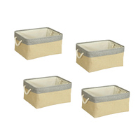 4 Pack Nursery Home Foldable Storage Bin Collapsible Fabric Storage Basket comes with Handles for Toy Gift Organizing Shelf Closet Clothes