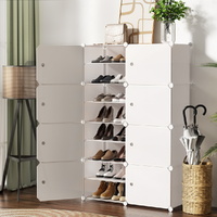 SHOE RACK DIY Set of 8 Storage Cube Stackable White SHELF RAIL SLATTED BEDROOM SHOES ORAGNISER STAND