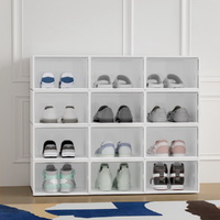 SHOE RACK DIY Set of 12 Stackable White SHELF RAIL SLATTED BEDROOM SHOES ORAGNISER STAND
