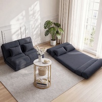 Floor Lounge Sofa Bed & Coffee Table 2 Tier Marble Effect Side Table Set