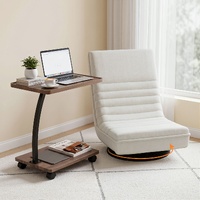 Floor Lounge 360 Swivel Foldable Sofa Chair and Side Table with Castors Set