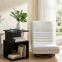 Swivel Floor Chair and Bedside Table with Charging Station Set
