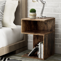  Bedside Table Shelves Side End Table Storage Nightstand Rust Oak UMENI